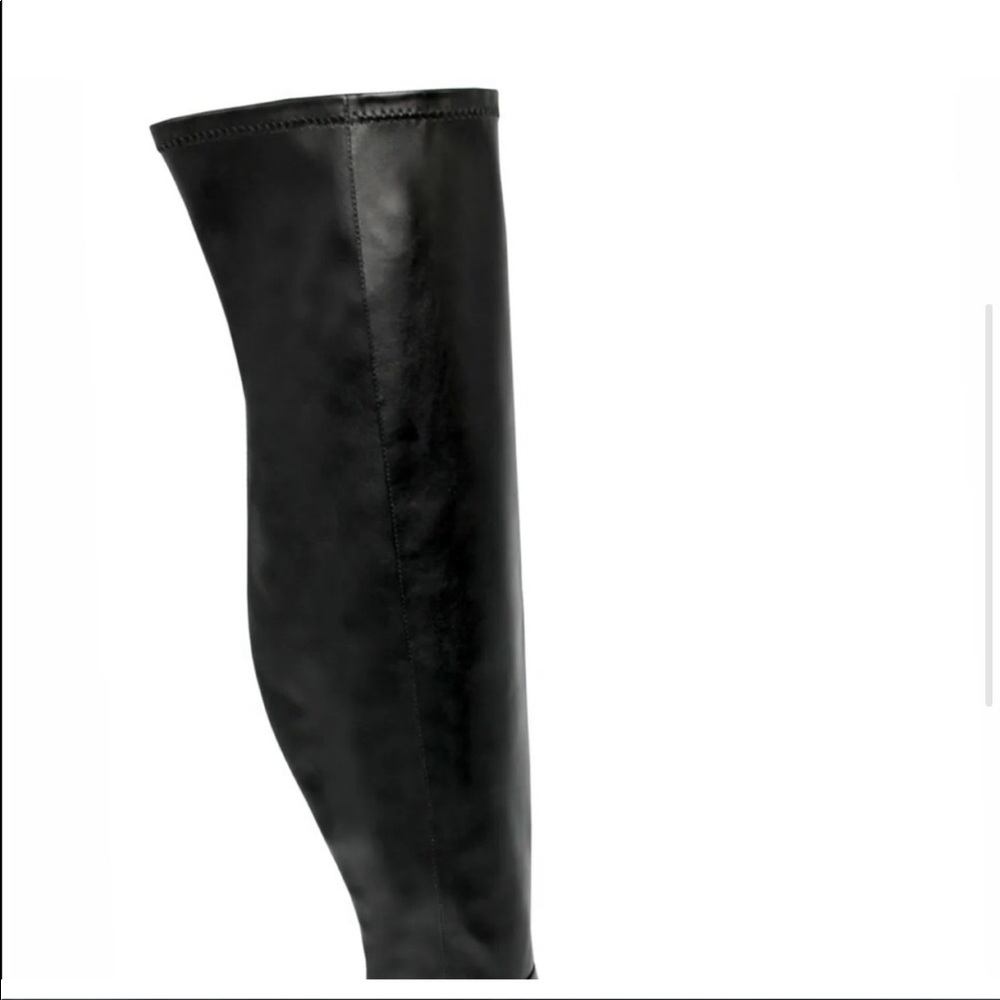 CHARLES DAVID Over the Knee Faux-Leather Black Platform Lug Sole Boots Size 6.5 - Picture 3 of 5